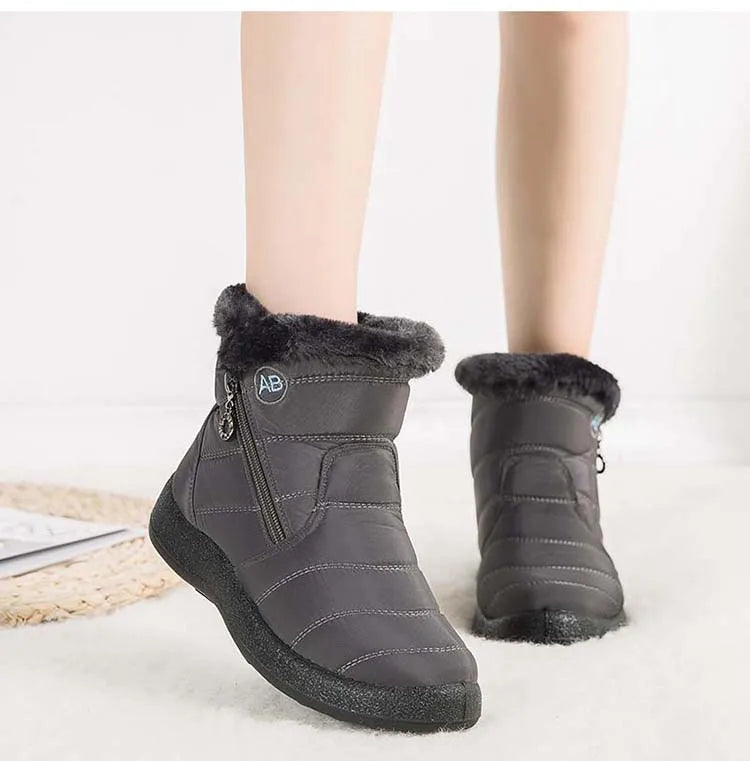 Comfortable Waterproof Snow Boots for Women - Soft Fur, Zipper, Winter Boots (Botas Mujer)