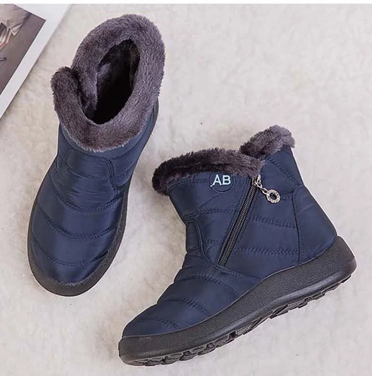 Comfortable Waterproof Snow Boots for Women - Soft Fur, Zipper, Winter Boots (Botas Mujer)