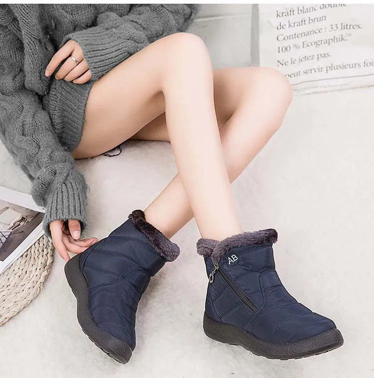 Comfortable Waterproof Snow Boots for Women - Soft Fur, Zipper, Winter Boots (Botas Mujer)