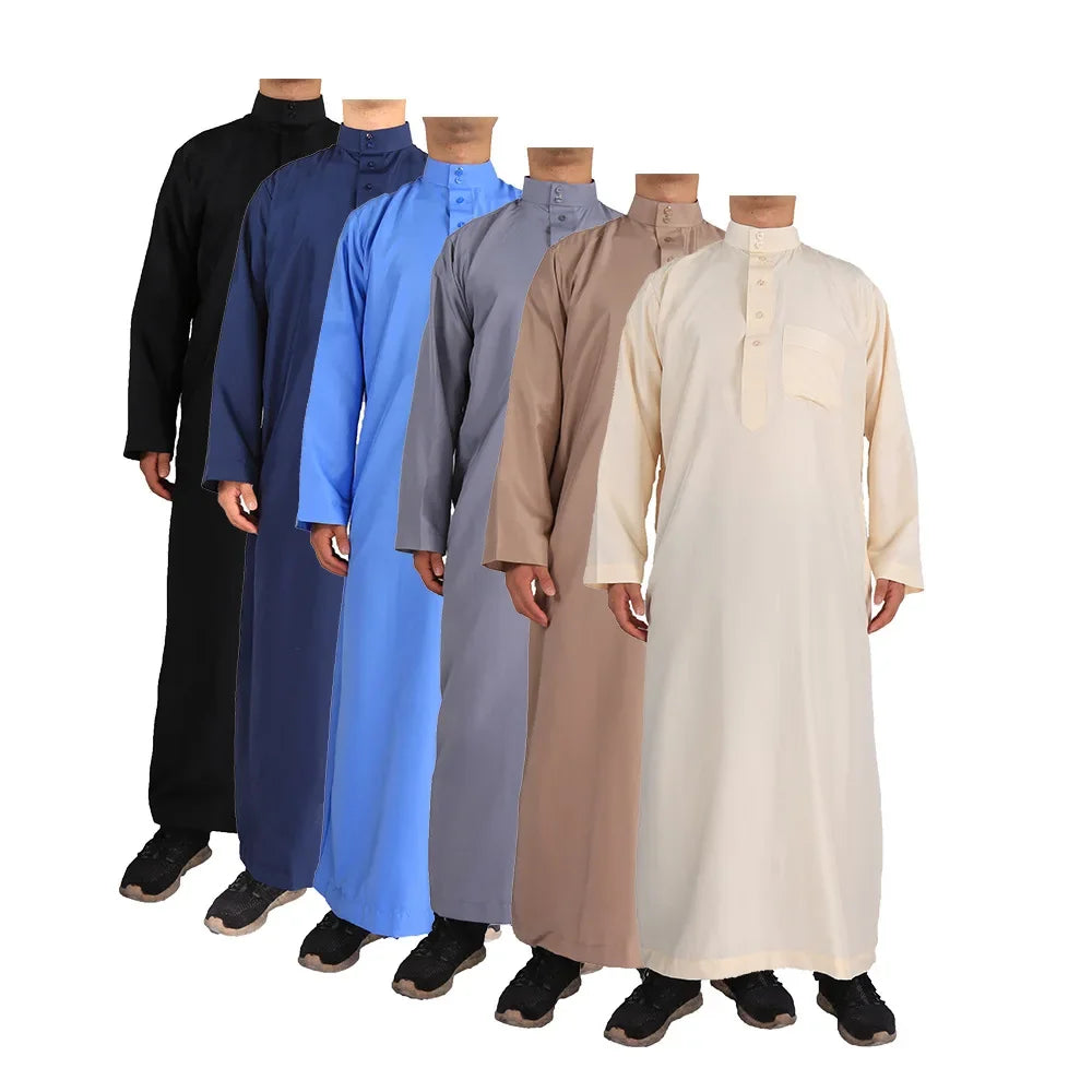 Solid Muslim Men's Robe | Kaftan, Abaya, Jubba & Qamis - Arabic & Pakistani Islamic Fashion