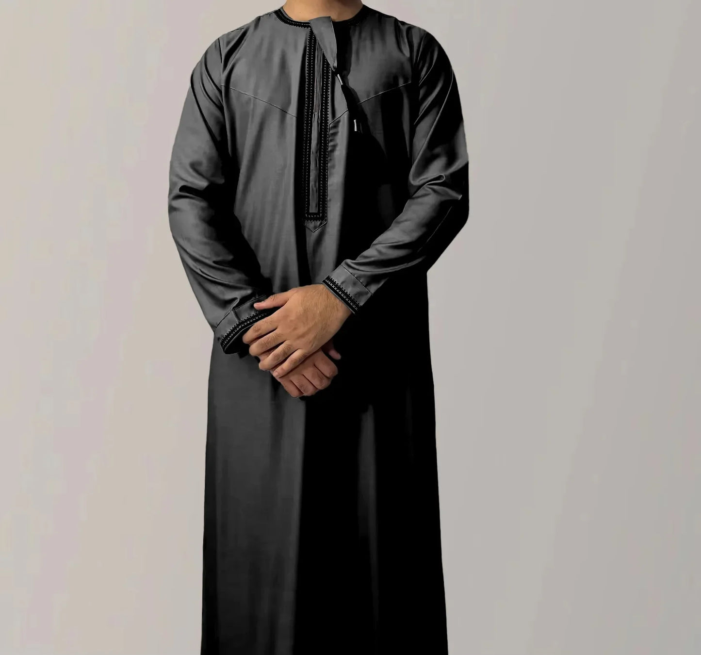 New Muslim Men's Long Sleeve Jubba Thobe | Abaya, Daffah, Kaftan, Prayer Robe - Pakistan & Saudi Arabia Inspired Islamic Clothing