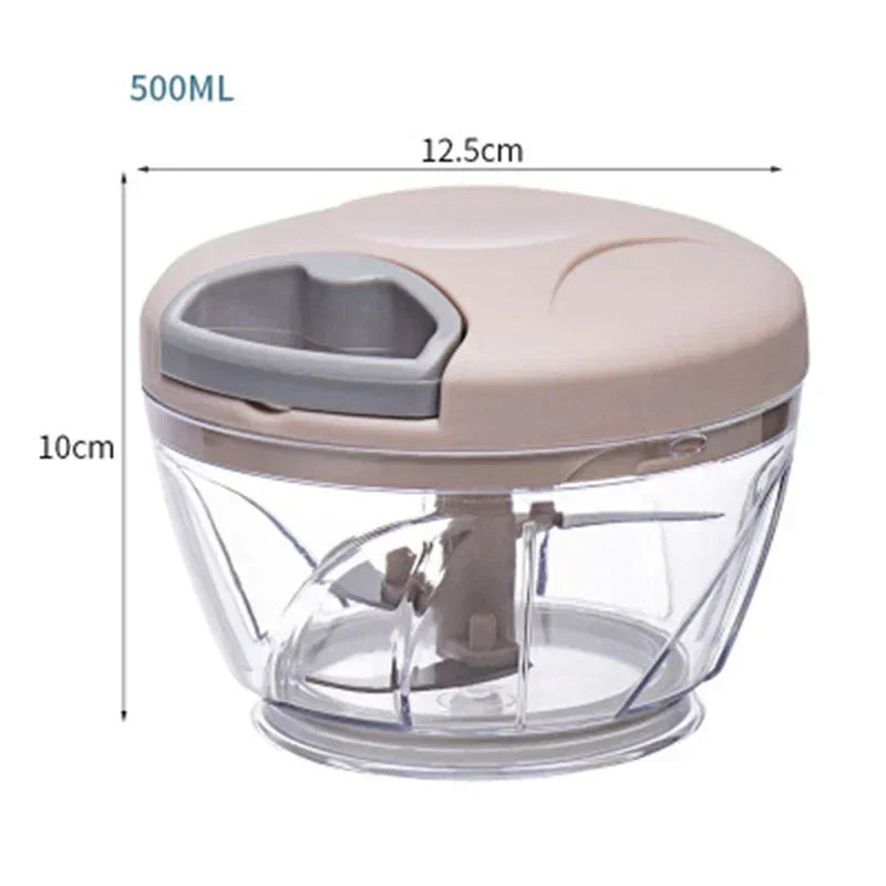 Manual Garlic & Vegetable Chopper (500/900ML) – Slicer, Crusher, Grinder & Kitchen Gadget