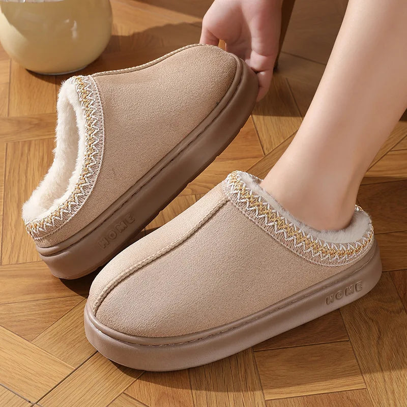 Winter 2024 Women's Fluffy Slippers | Soft Non-Slip Thick Plush Indoor Clogs for Casual Wear