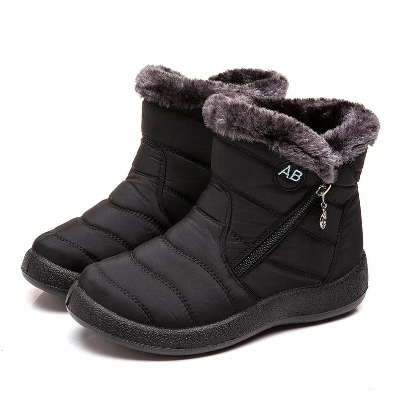 Comfortable Waterproof Snow Boots for Women - Soft Fur, Zipper, Winter Boots (Botas Mujer)