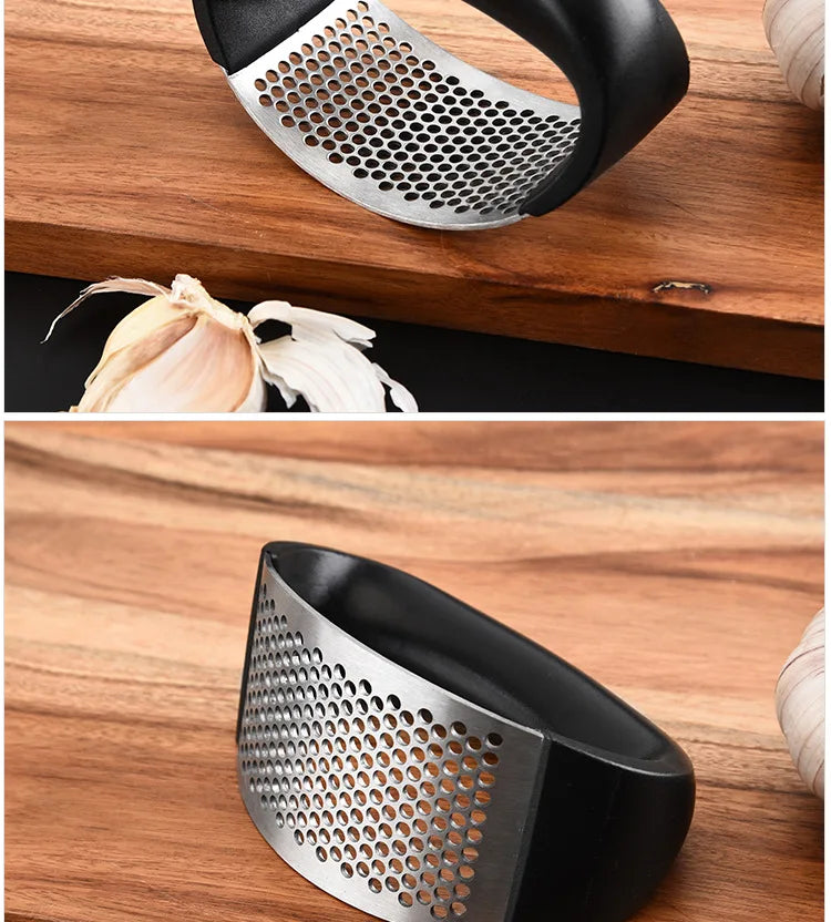 Stainless Steel Garlic Press & Mincer – Manual Kitchen Gadget for Fruits and Vegetables