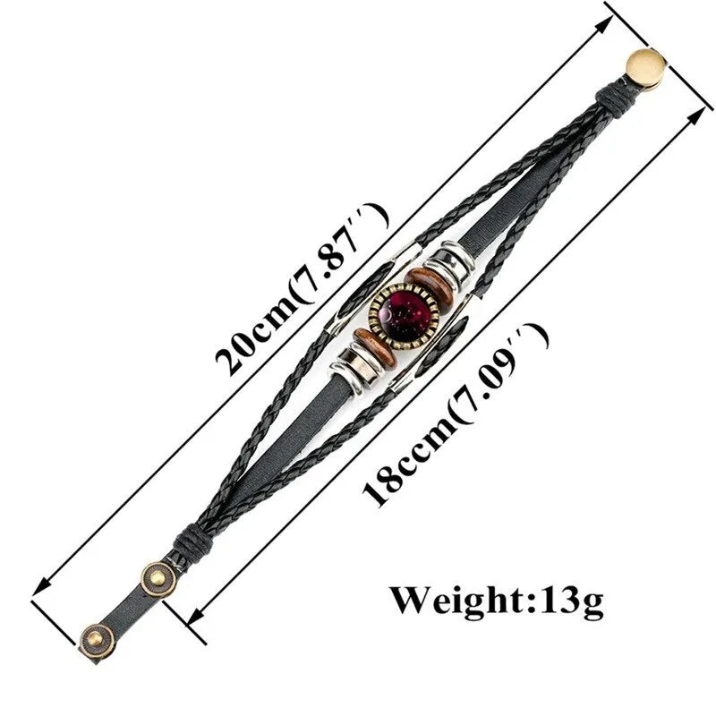Taurus Leo Zodiac Signs Constellation Charm Bracelet Men Women Fashion Multilayer Weave Leather Bracelet Bangle Jewelry Gifts