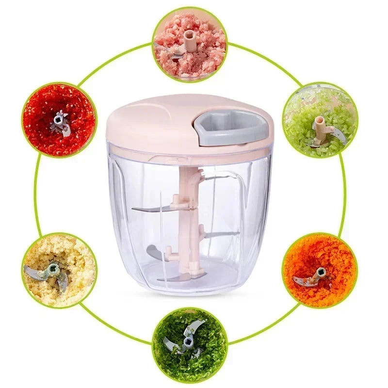Manual Garlic & Vegetable Chopper (500/900ML) – Slicer, Crusher, Grinder & Kitchen Gadget