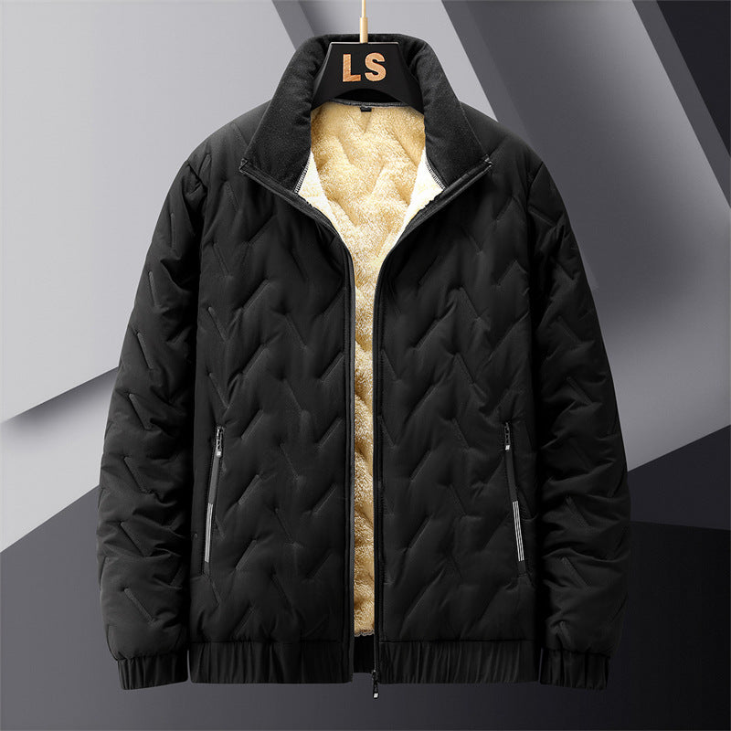 Winter Jacket Men Thermal Lined Thick Warm Fleece Jacket 2023 New Male Coat Turn Down Collar Parkas Korean Outerwear Mens Jacket