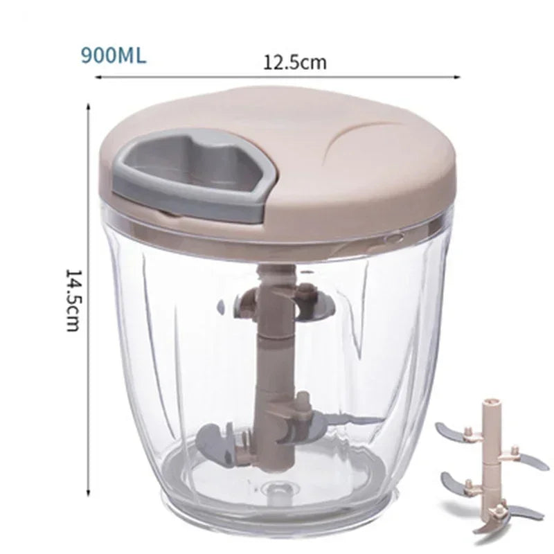 Manual Garlic & Vegetable Chopper (500/900ML) – Slicer, Crusher, Grinder & Kitchen Gadget