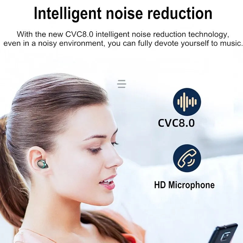 F9 Wireless Earphones Bluetooth TWS LED Display Binaural Headset Waterproof HD Calling CVC 8.0 Noise Reduction Headphones