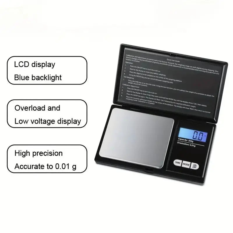 Jewelry Scales for Gold Sterling Silver Digital Scale Gram Electronic Scales 100g/200g/300g/500g x 0.01g/0.1g Mini Pocket
