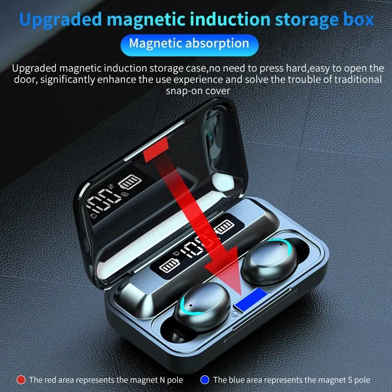 F9 Wireless Earphones Bluetooth TWS LED Display Binaural Headset Waterproof HD Calling CVC 8.0 Noise Reduction Headphones