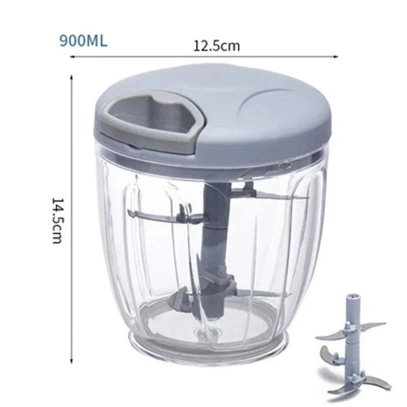 Manual Garlic & Vegetable Chopper (500/900ML) – Slicer, Crusher, Grinder & Kitchen Gadget