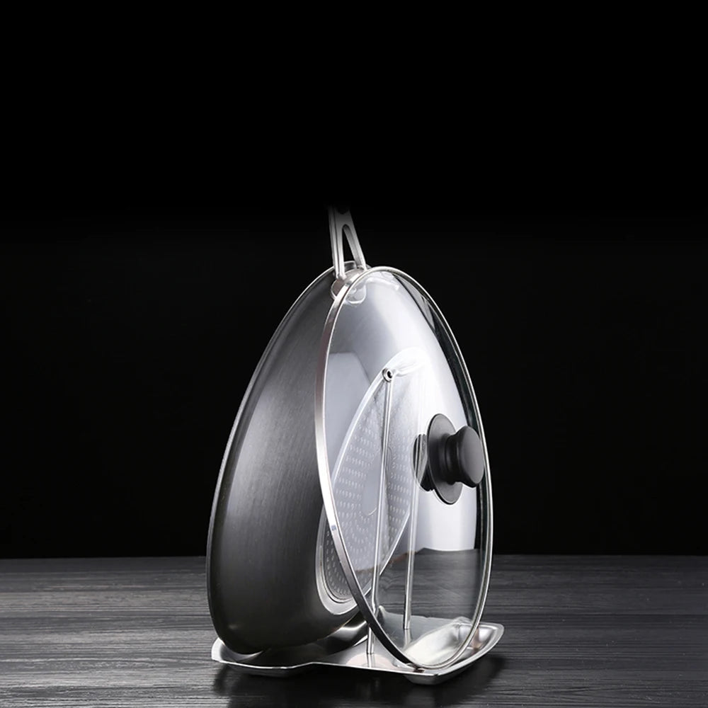 Stainless Steel Pot Lid Rack - Detachable Kitchen Pan Cover Shelf and Utensil Holder