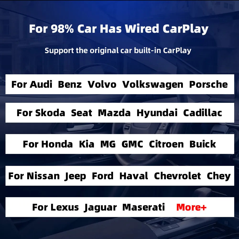 EKIY Wired to Wireless Carplay for Toyota Mazda Nissan Camry Suzuki Subaru Citroen Audi Mercedes Kia Ford Opel IOS15 Spotify BT