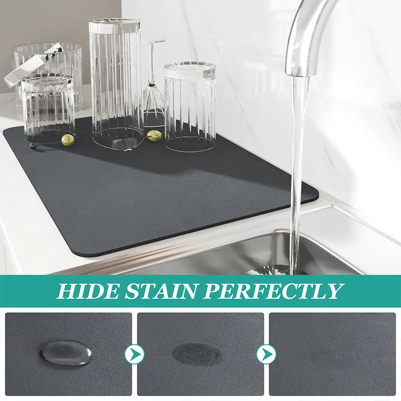 Super Antiskid Large Kitchen Absorbent Draining Mat - Quick Dry Bathroom Drain Pad