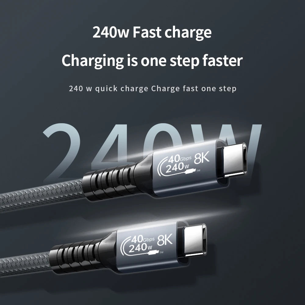 UGOURD USB4 Cable 40Gbps 240W Thunderbolt 4 Type C Fast Charging Cable Thunderbolt3 USB C to C Data Transfer Cable For eGPU 2m