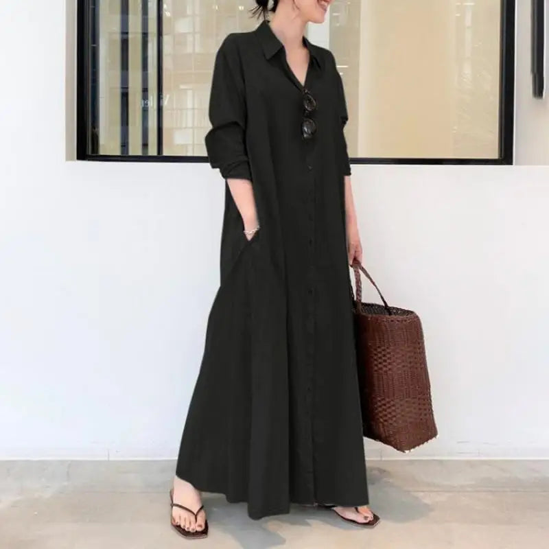 Lapel Shirt Dress Khimar Abaya, Long Sleeve Islamic Clothing for Women, Dubai Kaftan, Turkish Modesty Robe Jilbab
