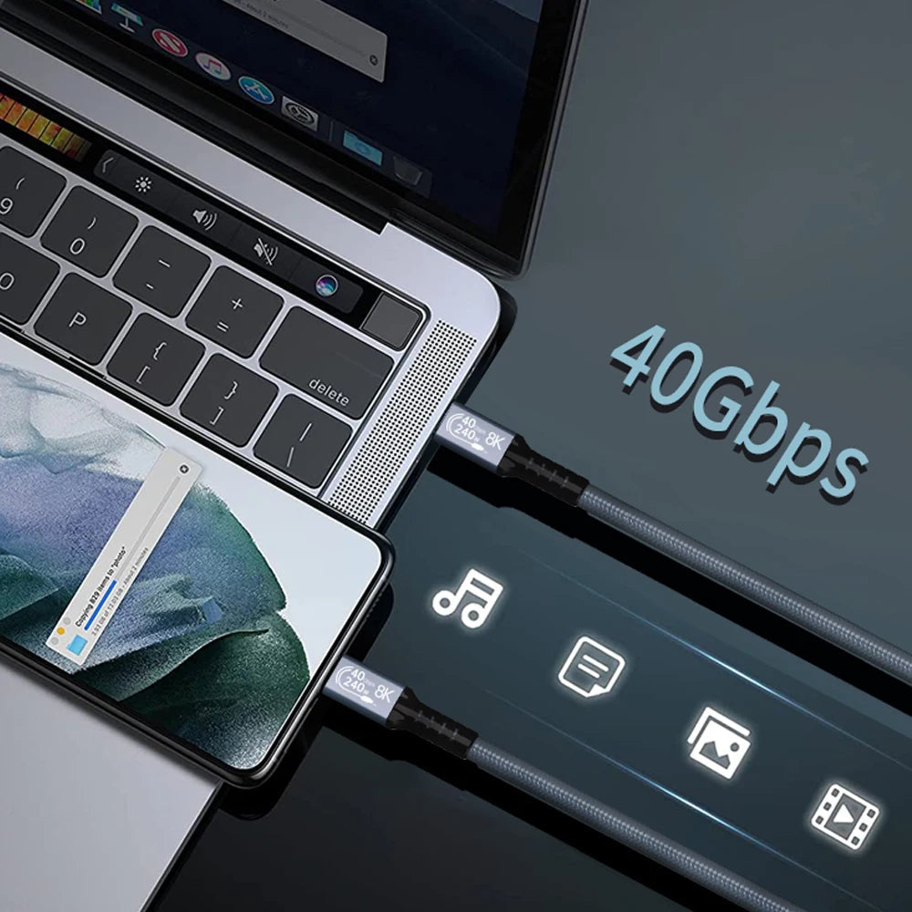 UGOURD USB4 Cable 40Gbps 240W Thunderbolt 4 Type C Fast Charging Cable Thunderbolt3 USB C to C Data Transfer Cable For eGPU 2m