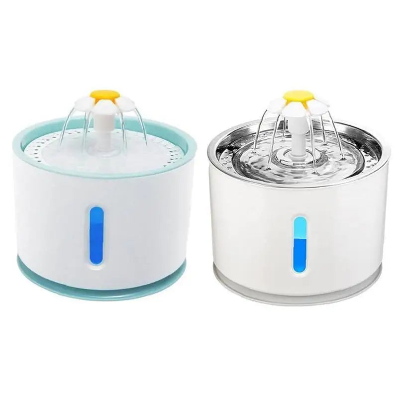 2.4L Automatic Pet Water Fountain with LED Light for Dogs, Cats, and Rabbits - Round, Silent, Safe Drinking Bowl
