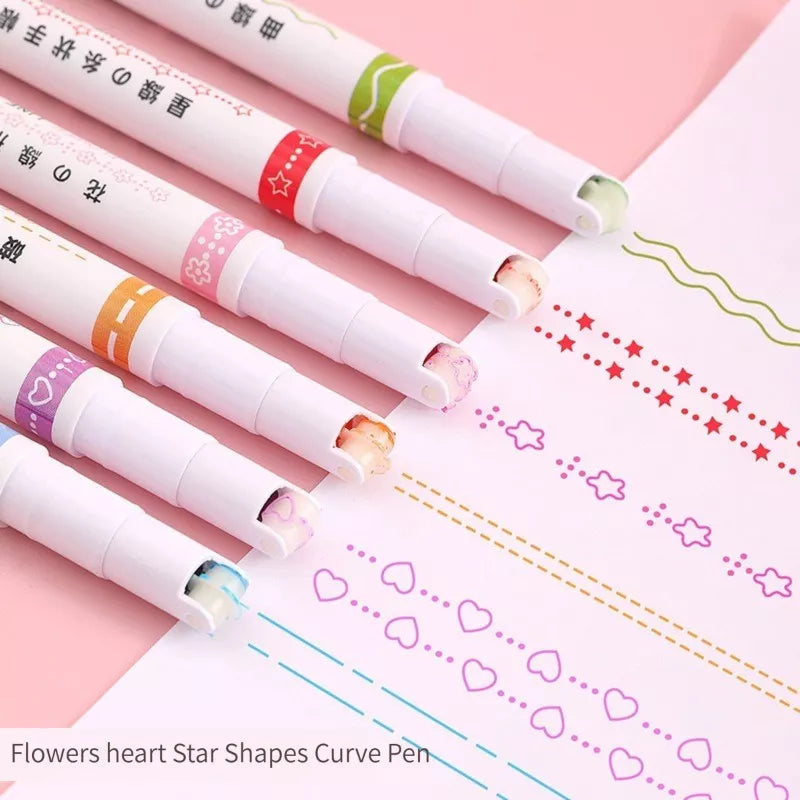 6-Piece Kawaii Flower-Shaped Highlighter Pen Set with Roller Tips for Writing, Journaling, and Drawing