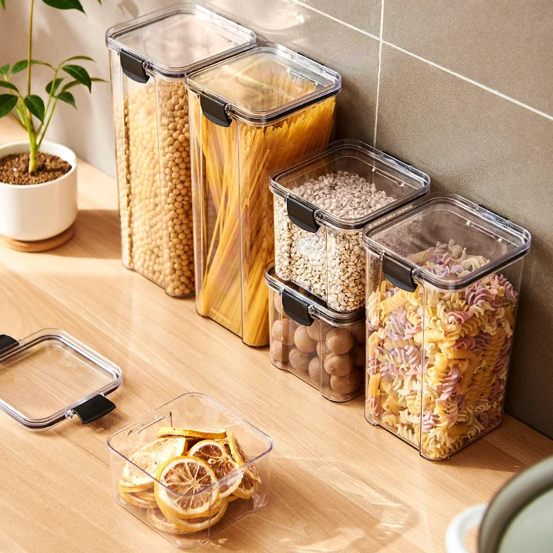3/5Pcs Sealed Kitchen Storage Jars Set - Moisture-proof Plastic Grain and Seasoning Organizer