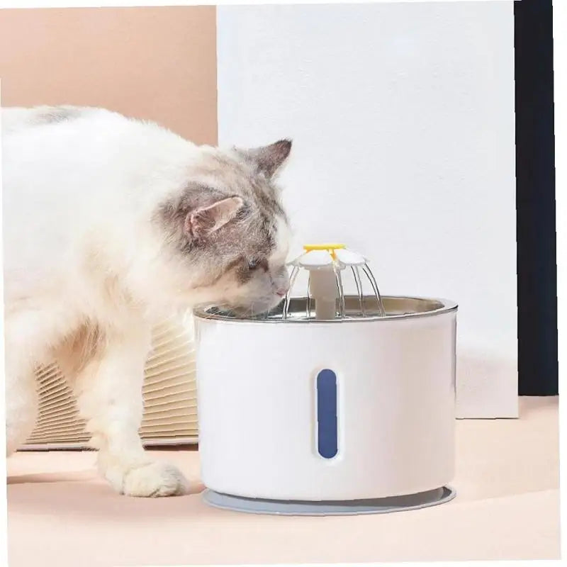 2.4L Automatic Pet Water Fountain with LED Light for Dogs, Cats, and Rabbits - Round, Silent, Safe Drinking Bowl