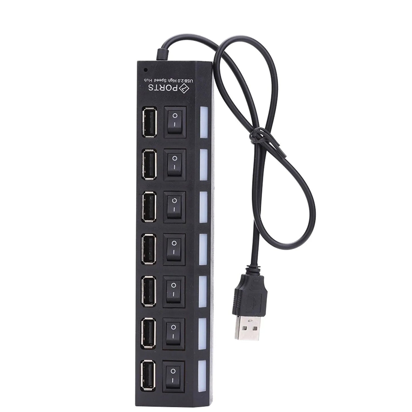 USB 2.0 Hub with Multi Ports, Power Adapter, and Switch for PC and Laptop - Etawia Products