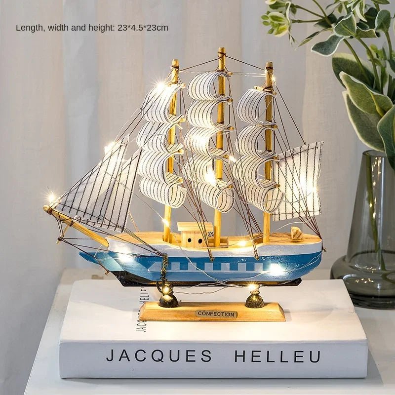 Wooden Sailboat Model for Office/Living Room Decor, Nautical Crafts, Creative Home Decoration, Birthday Gift - Etawia Products