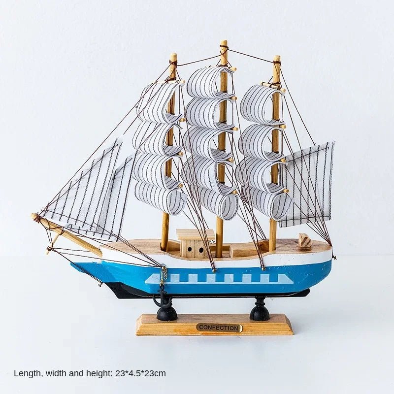 Wooden Sailboat Model for Office/Living Room Decor, Nautical Crafts, Creative Home Decoration, Birthday Gift - Etawia Products