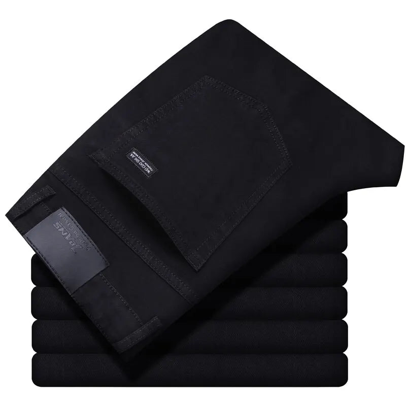 Wthinlee New Business Men's Jeans Casual Straight Stretch Fashion Classic Blue Black Work Denim Trousers Male Brand Clothing - Etawia Products