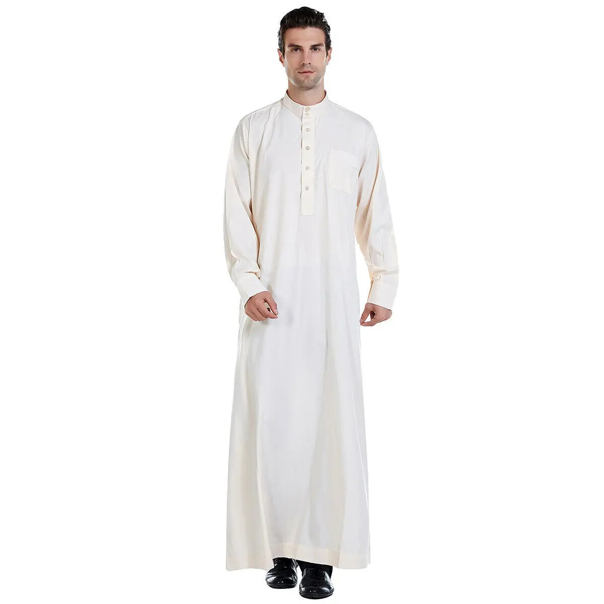 Men's Long Sleeve Jubba Thobe | Saudi Abaya, Arabic Kaftan, Dubai Daffah & Islamic Dress Styles