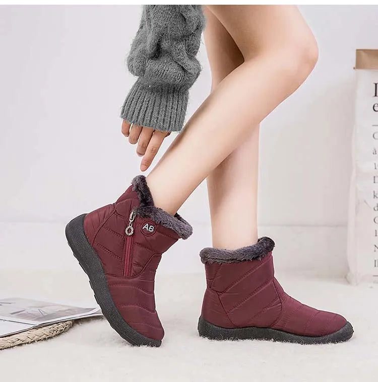 Comfortable Waterproof Snow Boots for Women - Soft Fur, Zipper, Winter Boots (Botas Mujer)