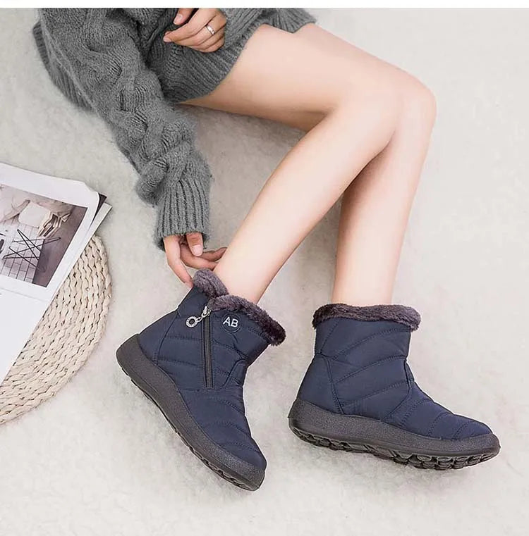 Comfortable Waterproof Snow Boots for Women - Soft Fur, Zipper, Winter Boots (Botas Mujer)