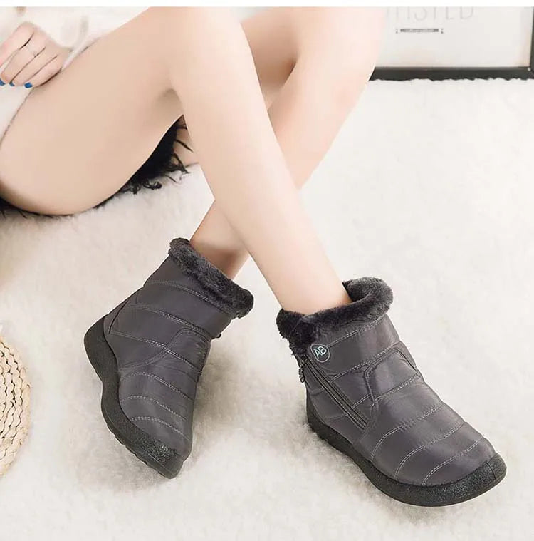 Comfortable Waterproof Snow Boots for Women - Soft Fur, Zipper, Winter Boots (Botas Mujer)