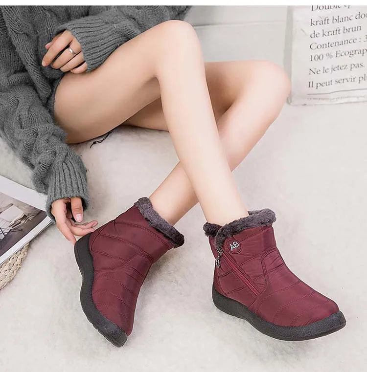 Comfortable Waterproof Snow Boots for Women - Soft Fur, Zipper, Winter Boots (Botas Mujer)
