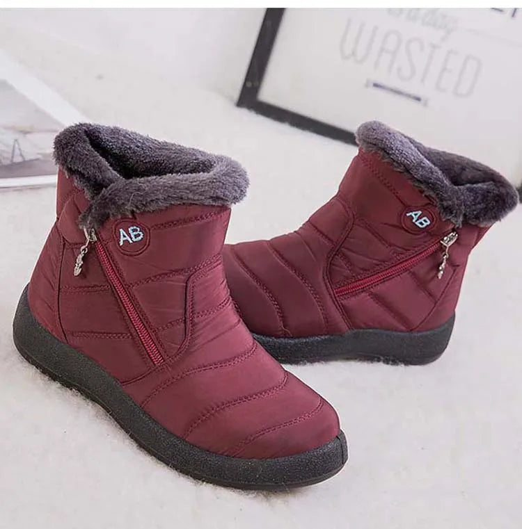 Comfortable Waterproof Snow Boots for Women - Soft Fur, Zipper, Winter Boots (Botas Mujer)