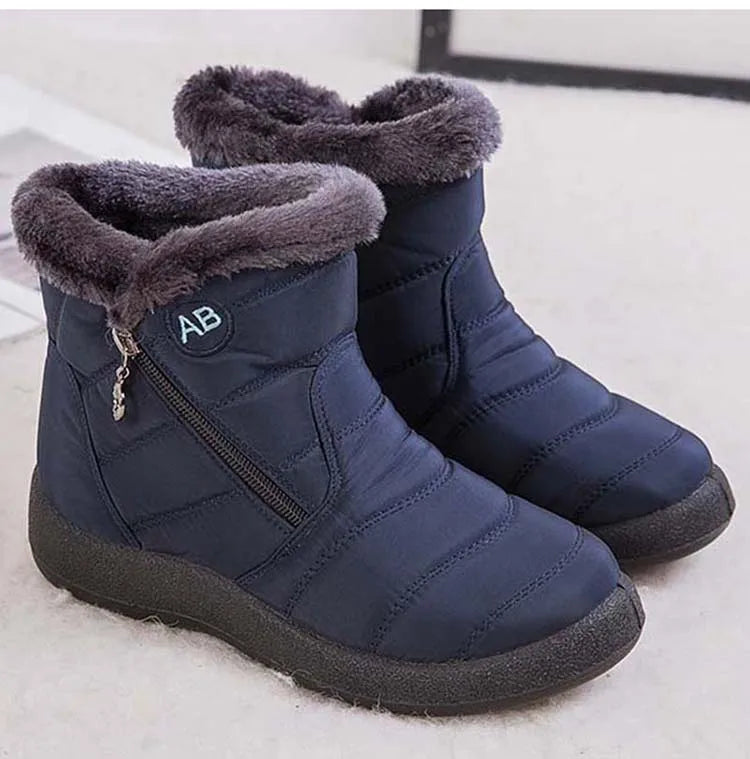 Comfortable Waterproof Snow Boots for Women - Soft Fur, Zipper, Winter Boots (Botas Mujer)