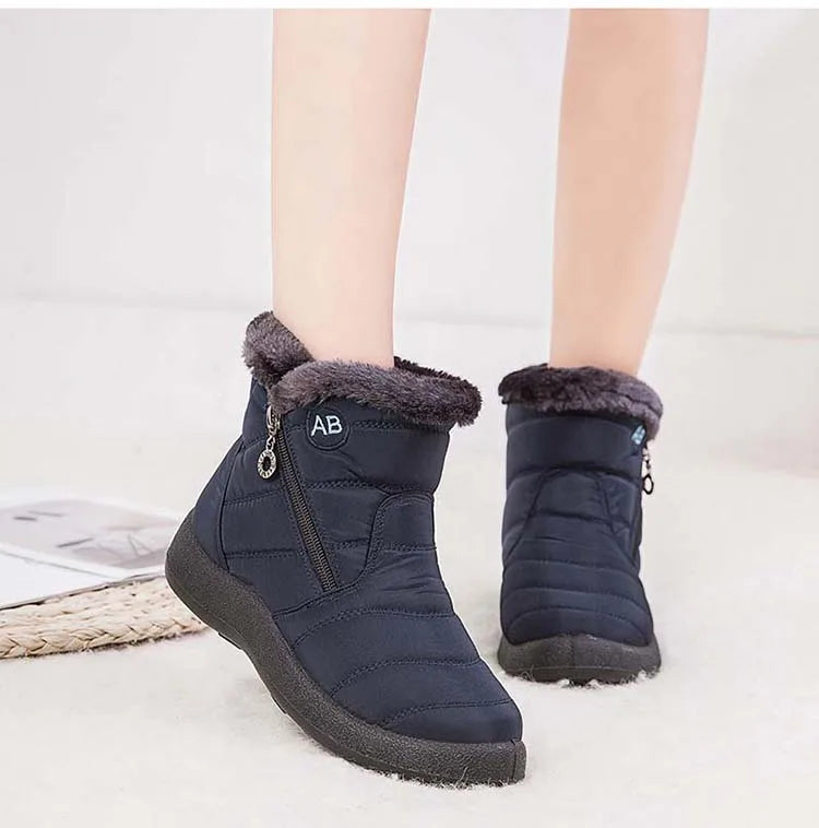 Comfortable Waterproof Snow Boots for Women - Soft Fur, Zipper, Winter Boots (Botas Mujer)