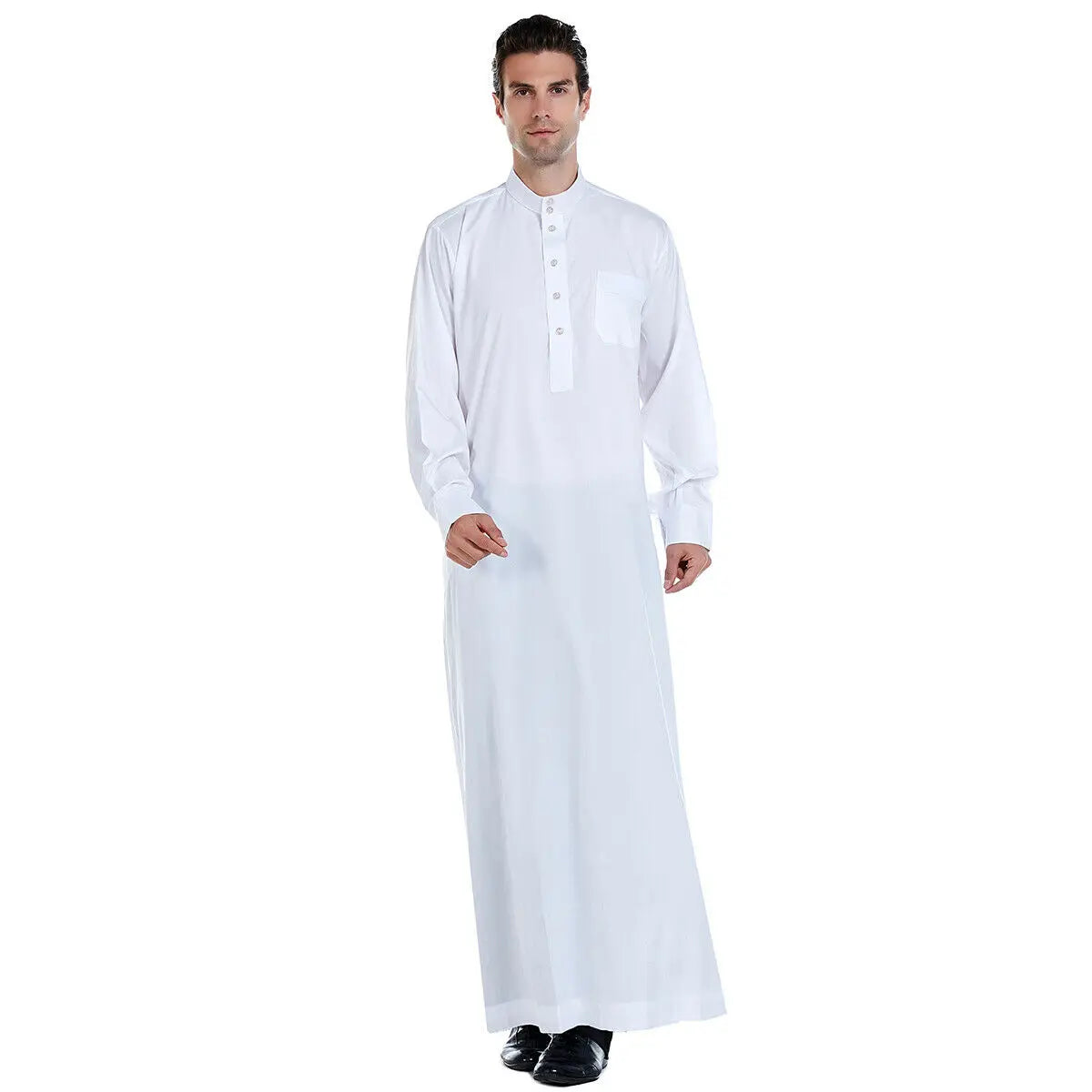 Men's Long Sleeve Jubba Thobe | Saudi Abaya, Arabic Kaftan, Dubai Daffah & Islamic Dress Styles