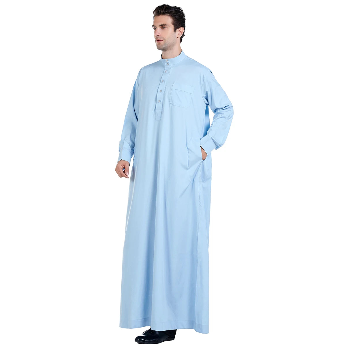 Men's Long Sleeve Jubba Thobe | Saudi Abaya, Arabic Kaftan, Dubai Daffah & Islamic Dress Styles
