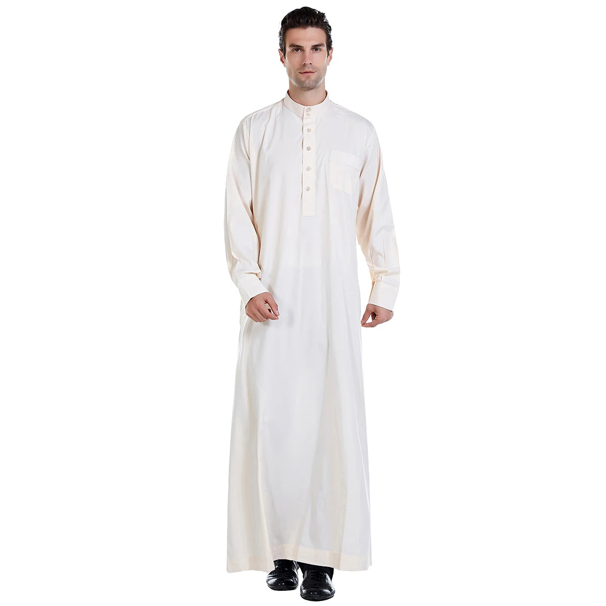 Men's Long Sleeve Jubba Thobe | Saudi Abaya, Arabic Kaftan, Dubai Daffah & Islamic Dress Styles