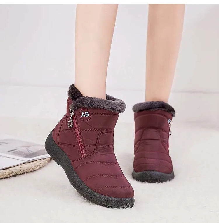 Comfortable Waterproof Snow Boots for Women - Soft Fur, Zipper, Winter Boots (Botas Mujer)