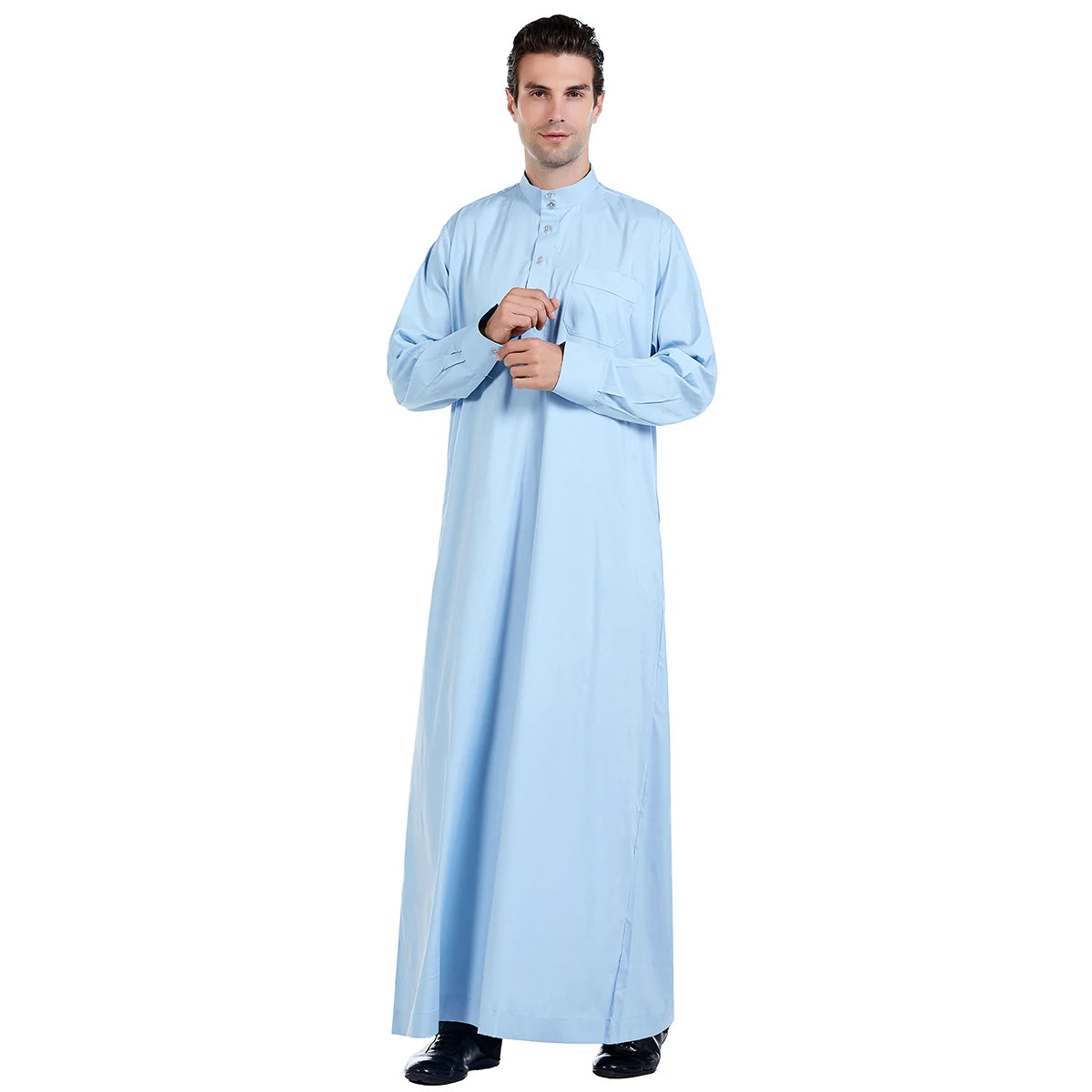 Men's Long Sleeve Jubba Thobe | Saudi Abaya, Arabic Kaftan, Dubai Daffah & Islamic Dress Styles