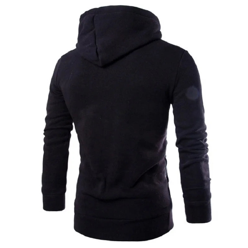 Men's Zipper Hooded Sweatshirt: High Neck Pullover Jacket Coat