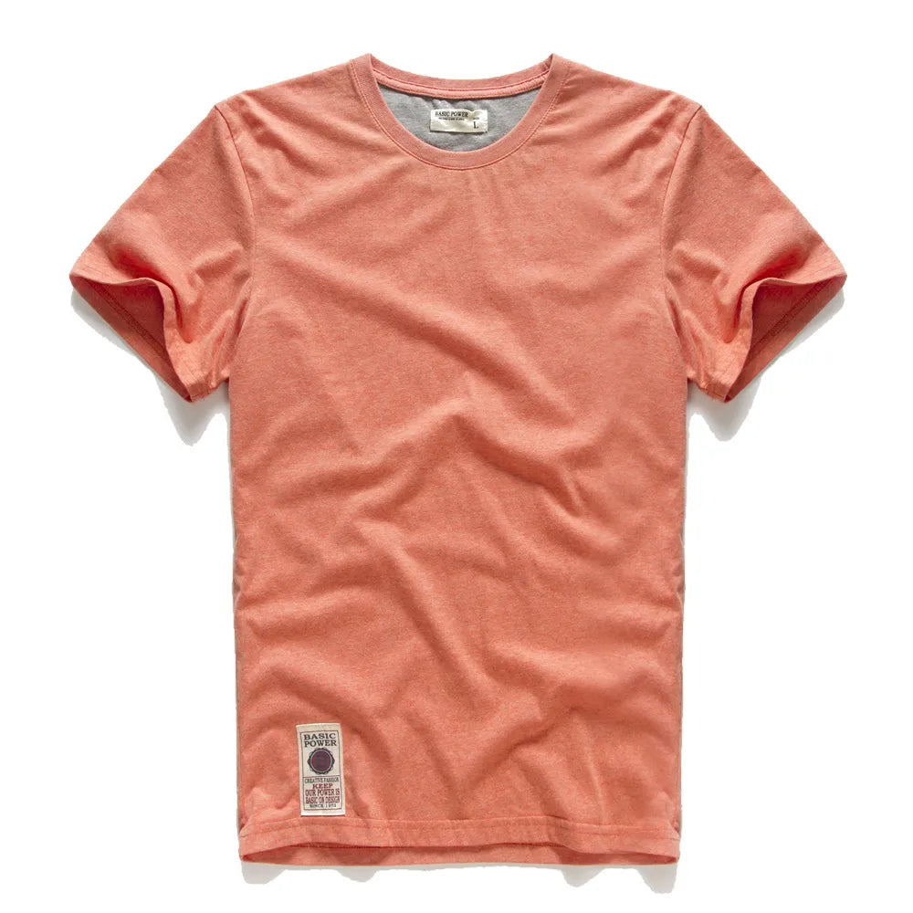 Solid Color Men's Cotton T-Shirt, Casual O-neck, High-Quality Classic Top