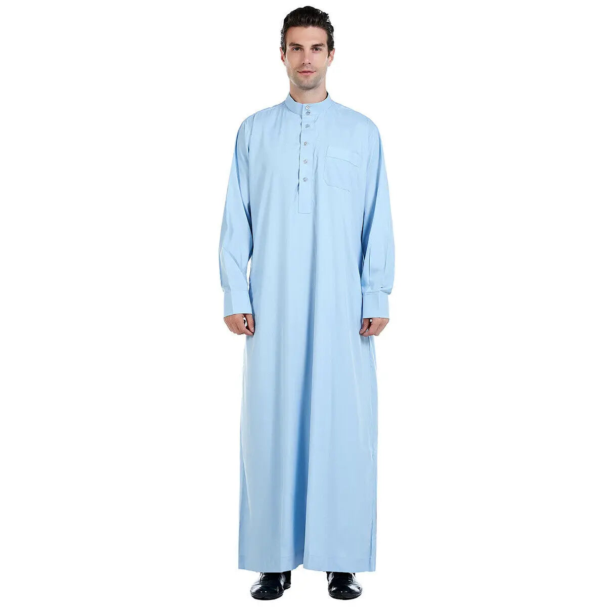 Men's Long Sleeve Jubba Thobe | Saudi Abaya, Arabic Kaftan, Dubai Daffah & Islamic Dress Styles