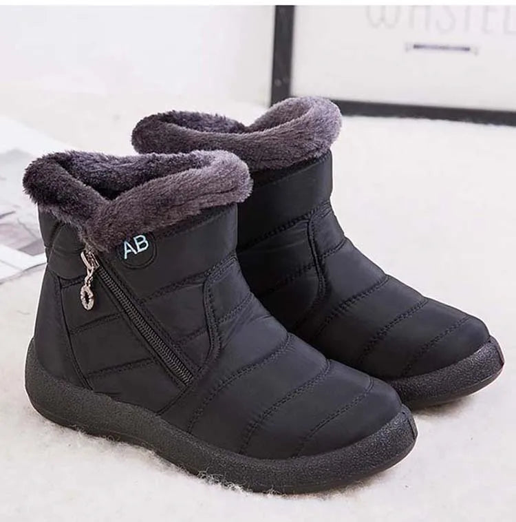 Comfortable Waterproof Snow Boots for Women - Soft Fur, Zipper, Winter Boots (Botas Mujer)