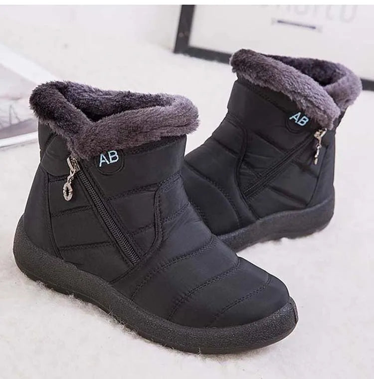 Comfortable Waterproof Snow Boots for Women - Soft Fur, Zipper, Winter Boots (Botas Mujer)