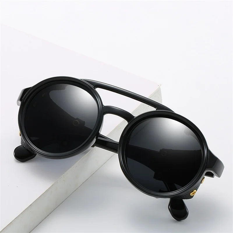 CRSD 2022 Retro Round Steampunk Sunglasses Vintage Brand Design Men Women Vintage Sun Glasses UV400 Shades Eyewear Oculos De Sol